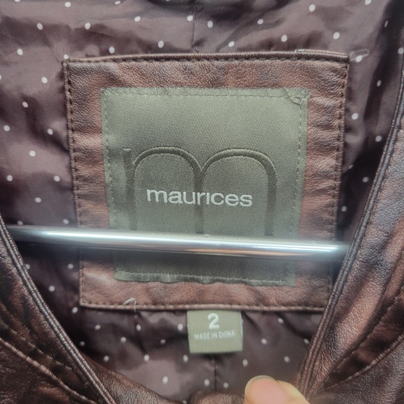 Maurices Faux Vegan Leather Brown Moto Jacket Womens 2XL Distressed Biker Preppy - Picture 7 of 9